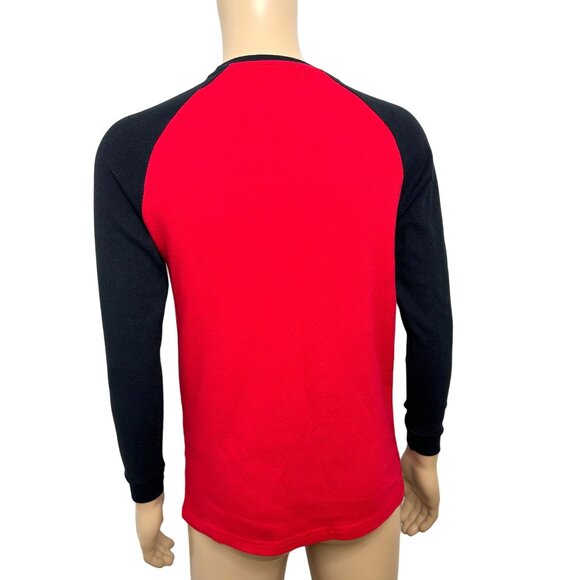 GALAXY By Harvic Men’s T-Shirt L Red Black Long Raglan Sleeve Crewneck Casual - Picture 3 of 10